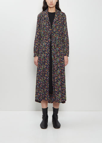 Georgette Flower Print Layered Wrap Dress