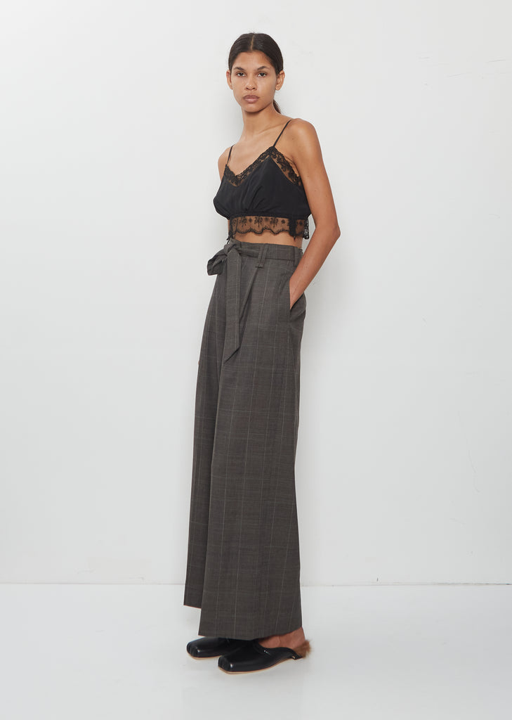 Cropped Wide Leg Slash Trousers