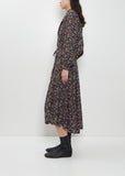 Georgette Flower Print Layered Wrap Dress