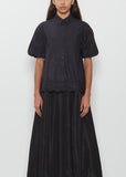Cropped Pull Sleeve Lace Trim Shirt