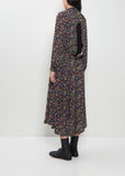 Georgette Flower Print Layered Wrap Dress