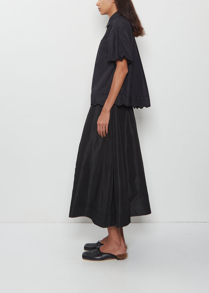Cropped Pull Sleeve Lace Trim Shirt