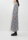 Georgette Flower Print Long Sleeve Layered Dress