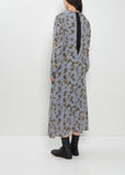 Georgette Flower Print Long Sleeve Layered Dress