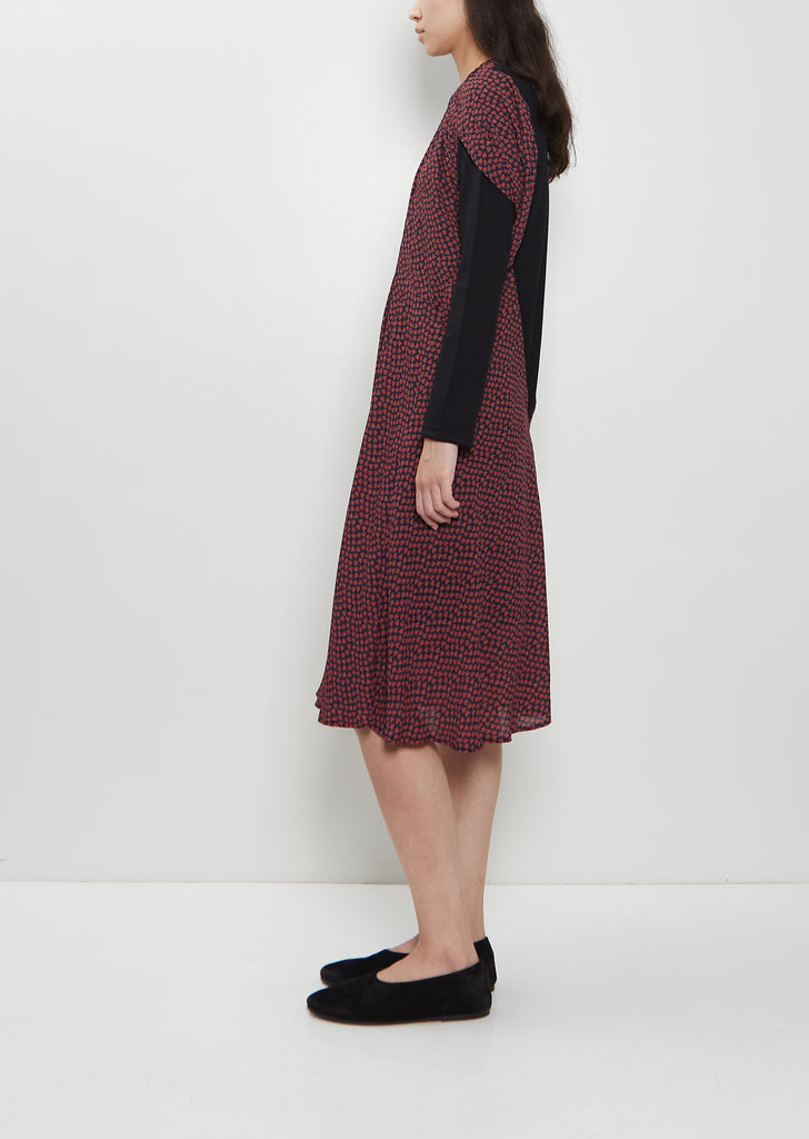 Georgette Flower Print Layered Dress