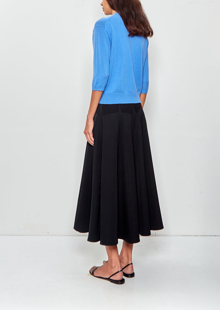 Elbow V-Neck Cashmere Sweater — Cornflower