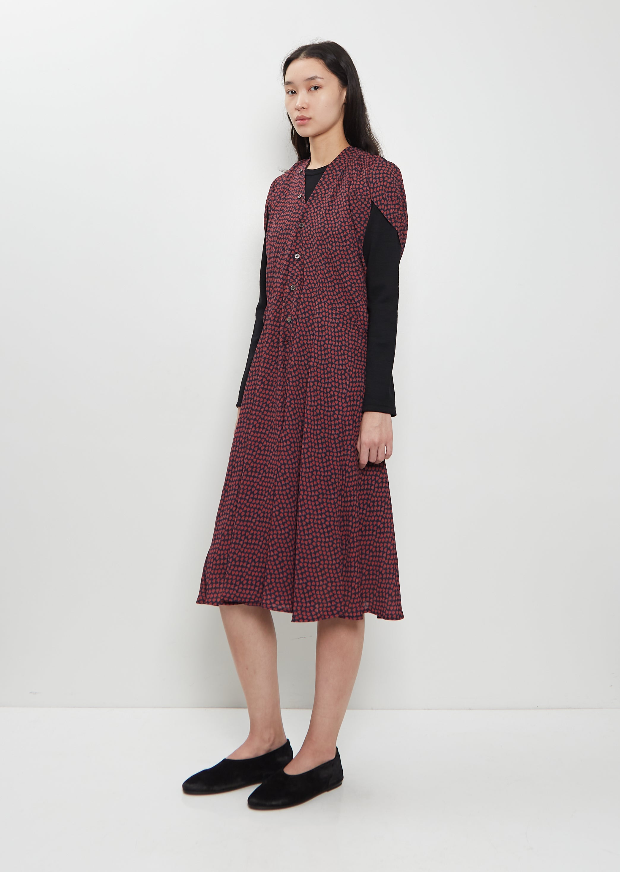Georgette Flower Print Layered Dress La Garonne Georgette Flower Print Layered Dress La Garonne