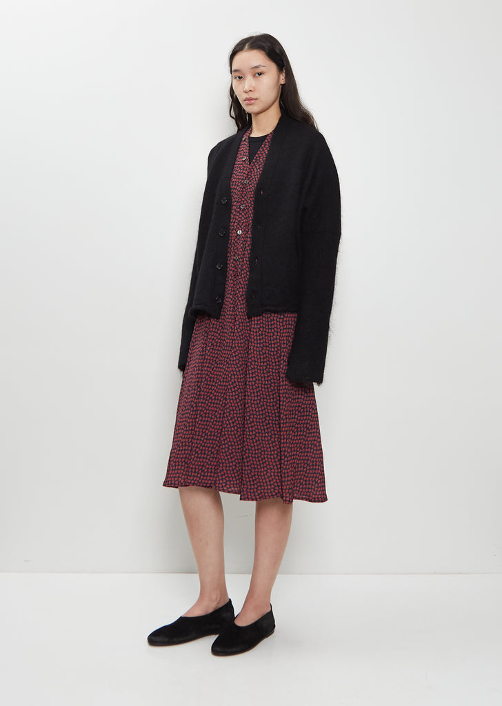Wool Jersey Rib Knit Cardigan