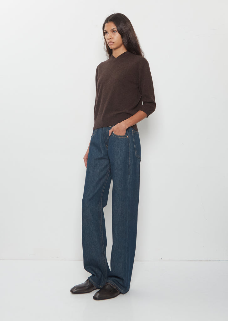 Elbow V-Neck Cashmere Sweater — Soil