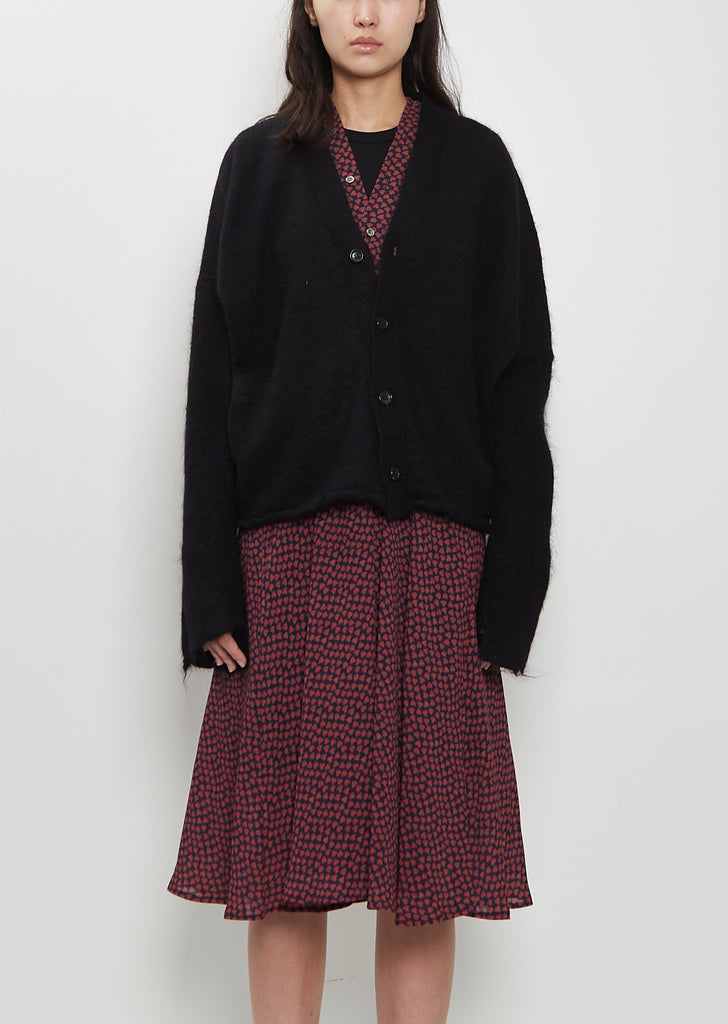 Wool Jersey Rib Knit Cardigan