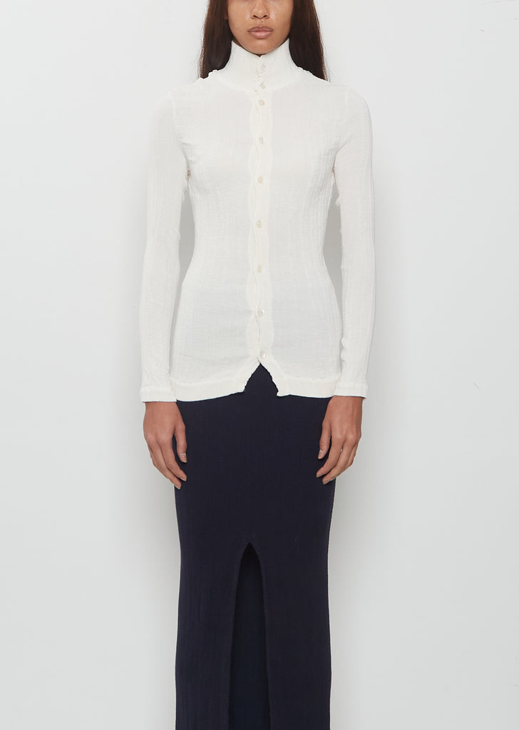 Rill High Neck Pleats Shirt