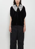 Lace Collar Velvet Top