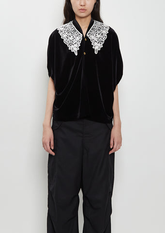 Lace Collar Velvet Top