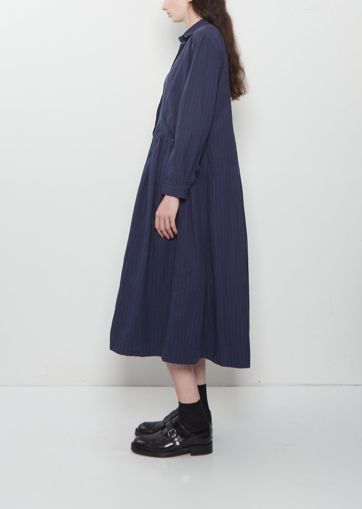 Sally Cotton Dress — Navy Stripe