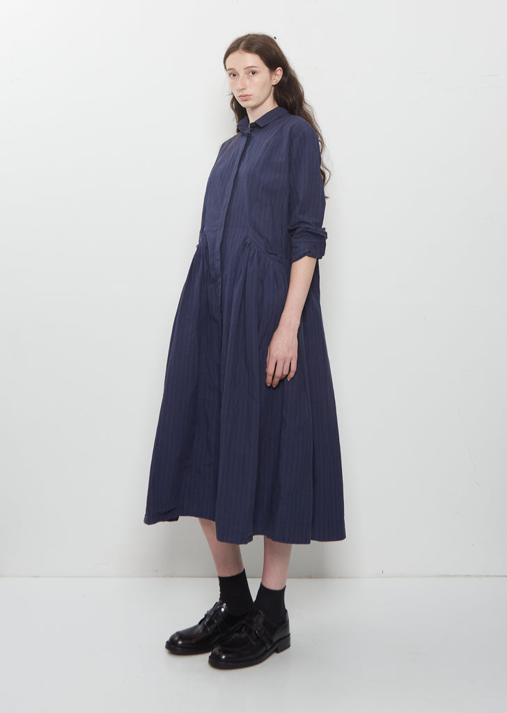 Sally Cotton Dress — Navy Stripe