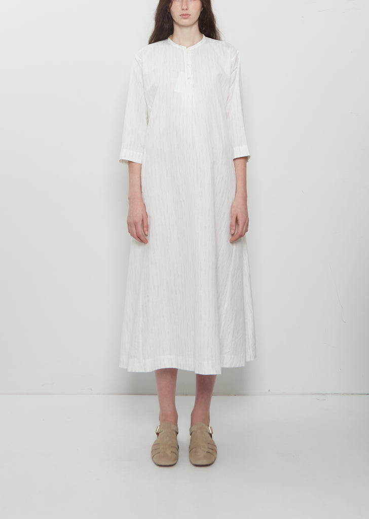 Side Panel Cotton Linen Dress — Off White