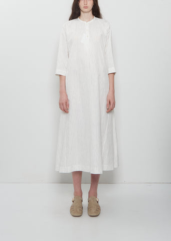 Side Panel Cotton Linen Dress — Off White