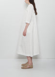 Side Panel Cotton Linen Dress — Off White
