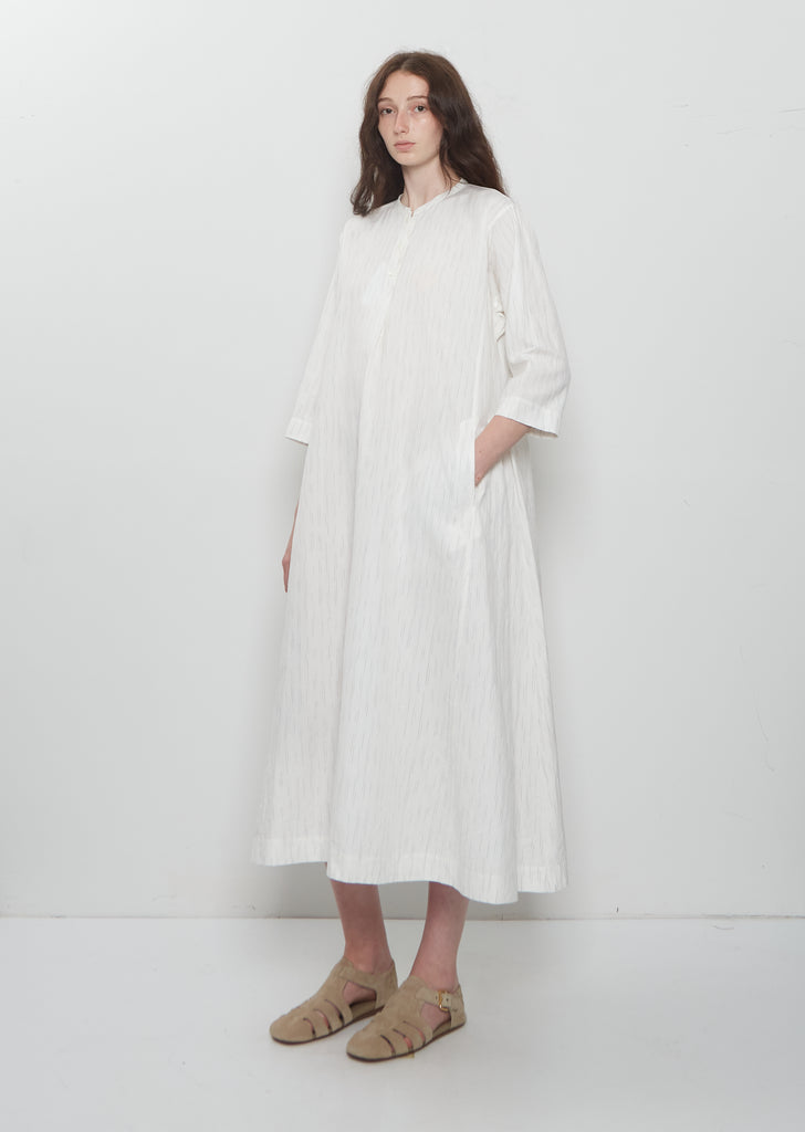 Side Panel Cotton Linen Dress — Off White