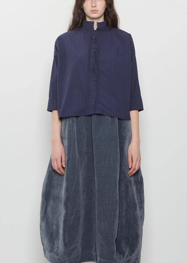 Claudia Cotton Shirt — Navy Stripe
