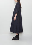 Side Panel Cotton Linen Dress — Dark Navy