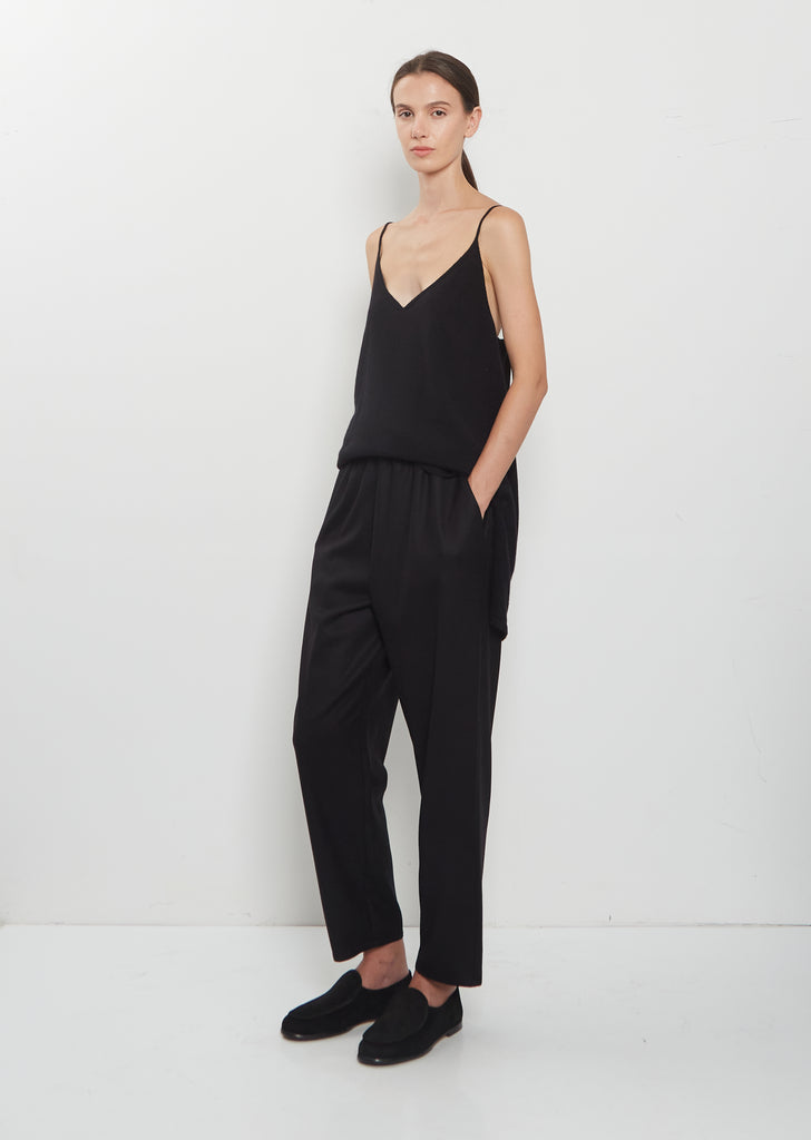 Wool Flannel Carrot Pants — Black