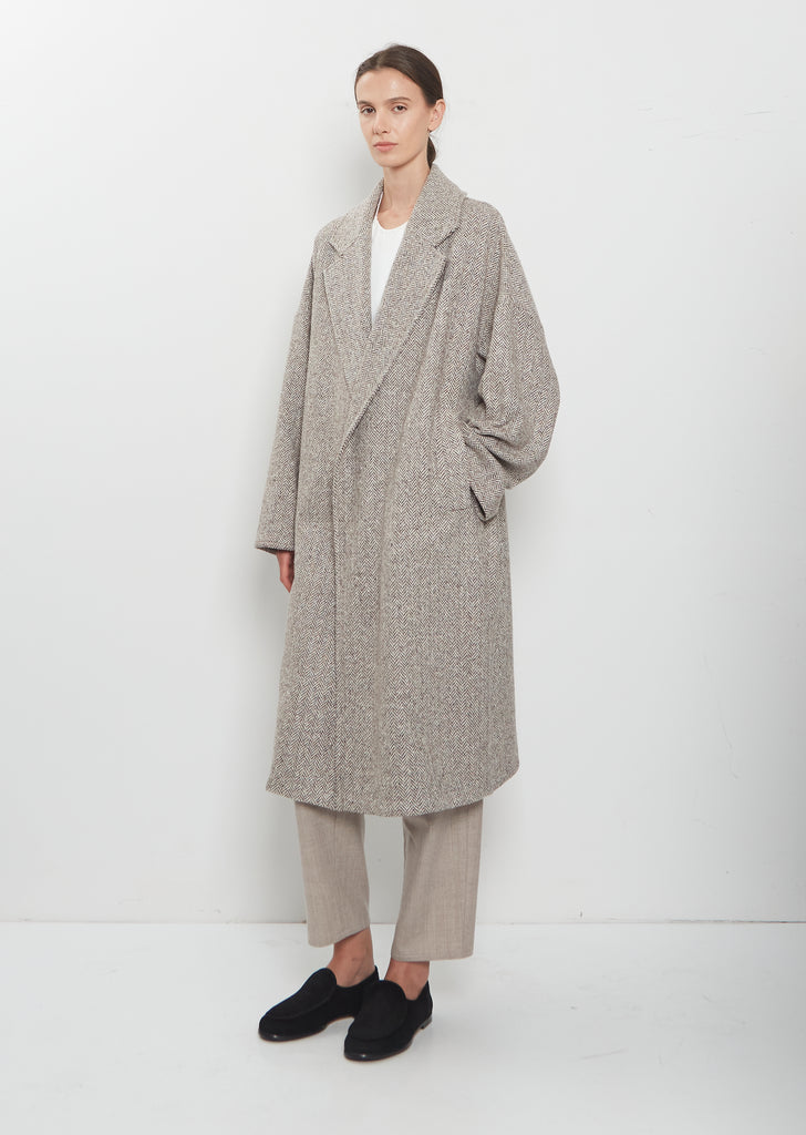 Herringbone Cashmere Oversized Coat