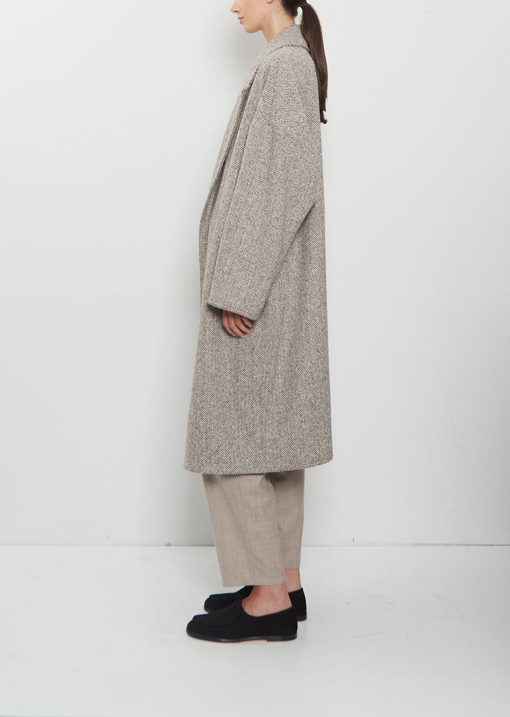 Herringbone Cashmere Oversized Coat