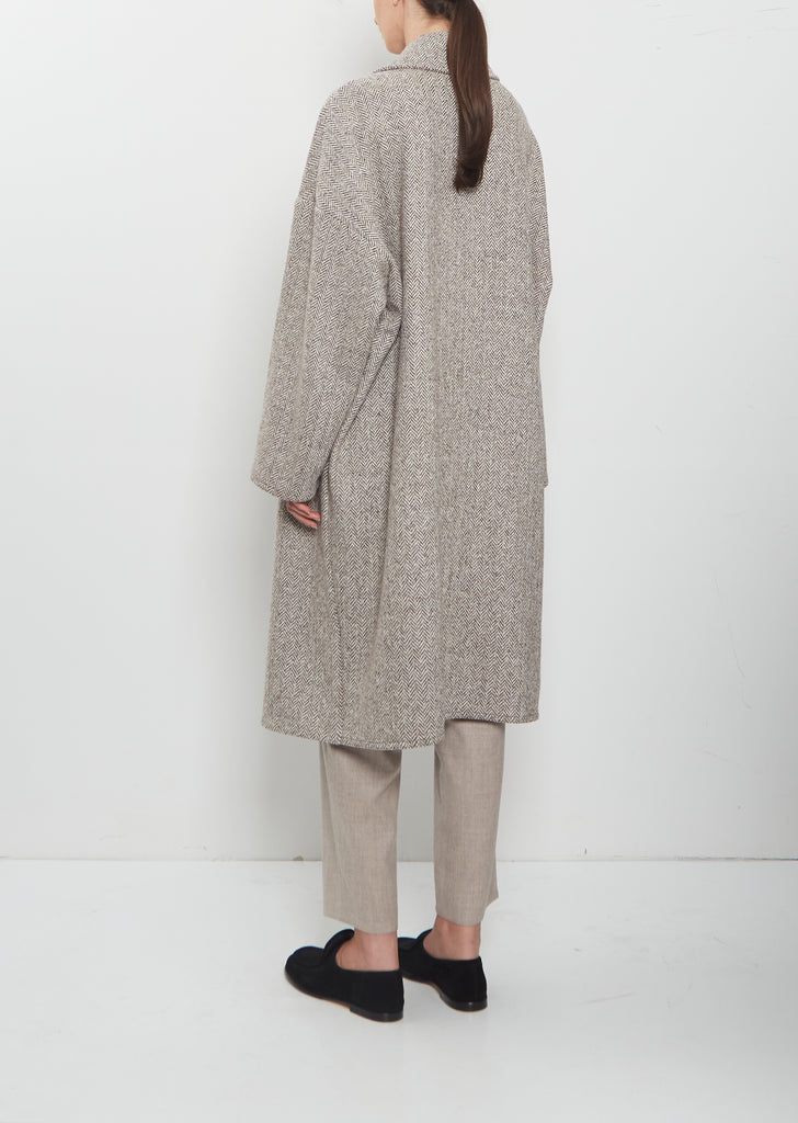 Herringbone Cashmere Oversized Coat