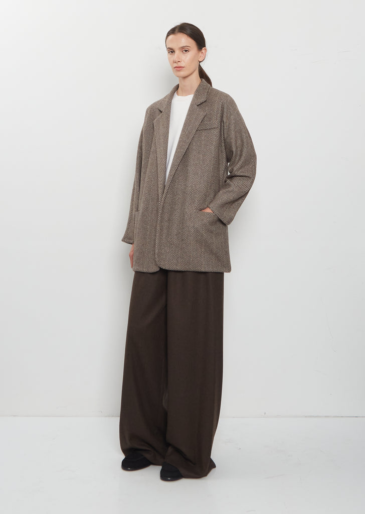 Herringbone Cashmere Blazer — Dark Taupe