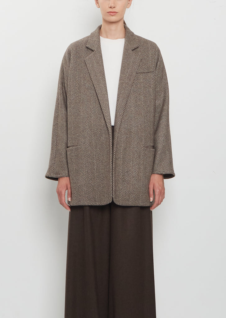 Herringbone Cashmere Blazer — Dark Taupe