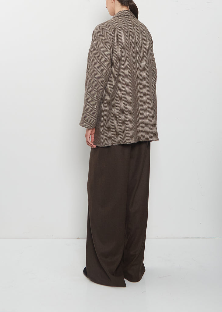Herringbone Cashmere Blazer — Dark Taupe