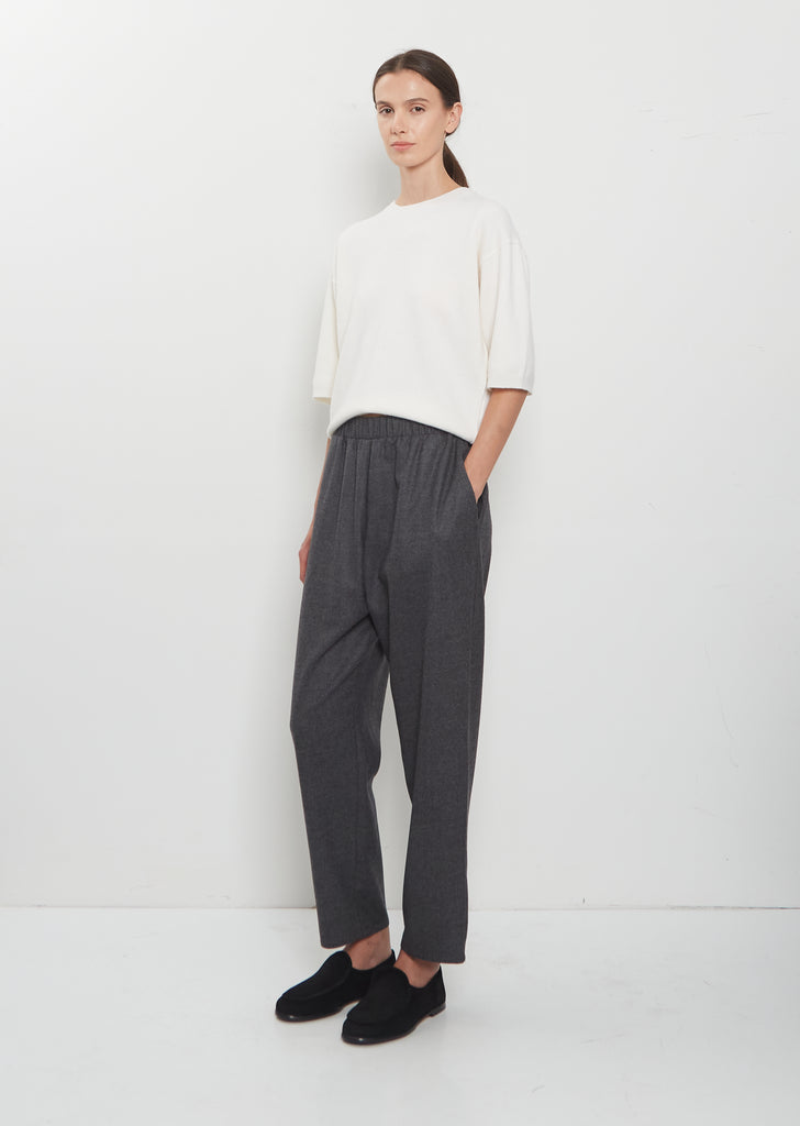 Wool Flannel Carrot Pants — Medium Grey