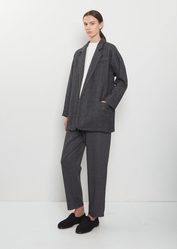 Herringbone Cashmere Blazer — Charcoal