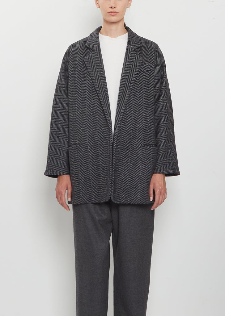Herringbone Cashmere Blazer — Charcoal