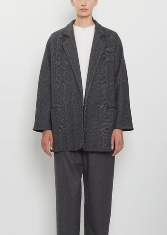 Herringbone Cashmere Blazer — Charcoal
