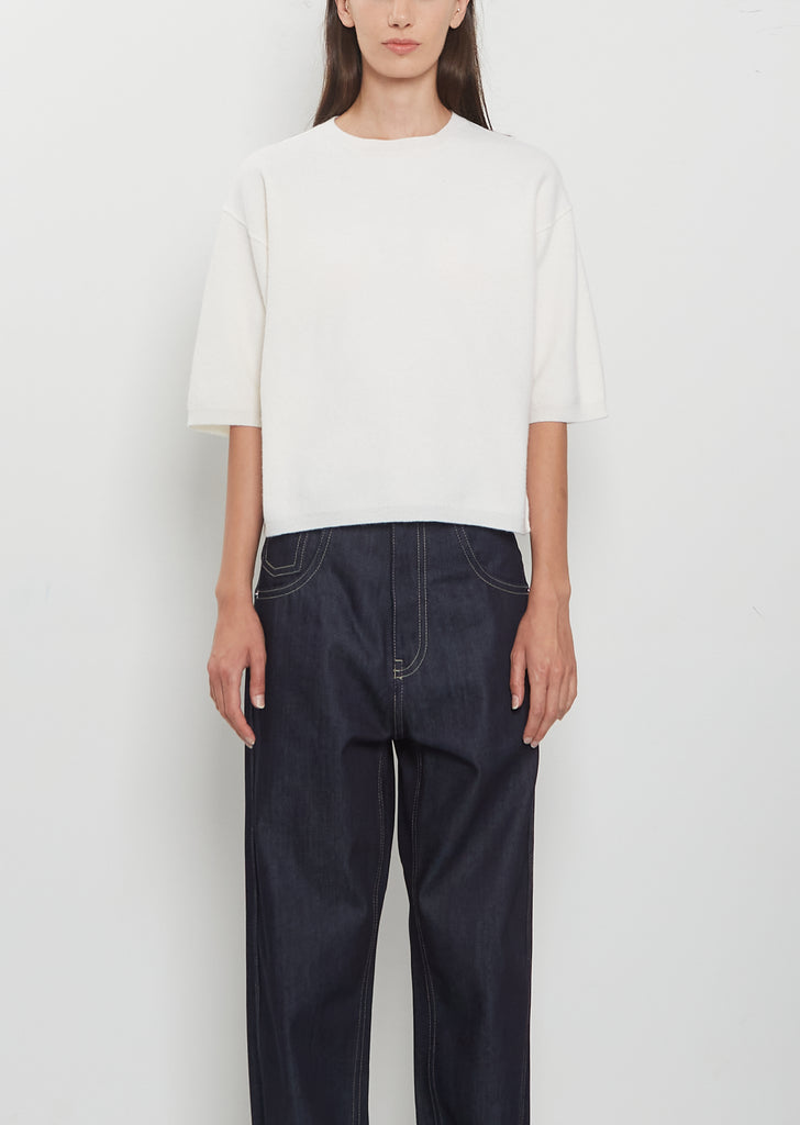 Melody 1-Ply Superfine Wool Short Sleeve Sweater — Wool White