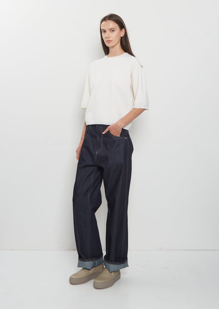 Melody 1-Ply Superfine Wool Short Sleeve Sweater — Wool White
