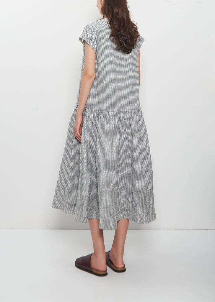 Gingham Check Cotton Dress — Dark Turquoise