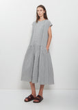 Gingham Check Cotton Dress — Dark Turquoise