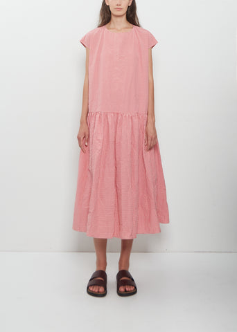 Gingham Check Cotton Dress — Raspberry
