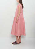 Gingham Check Cotton Dress — Raspberry
