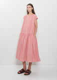 Gingham Check Cotton Dress — Raspberry
