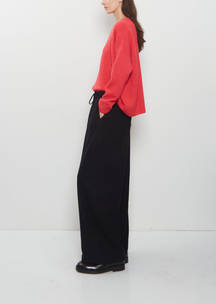 Plain Wool Pull-On Trousers