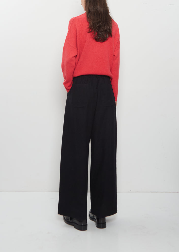 Plain Wool Pull-On Trousers