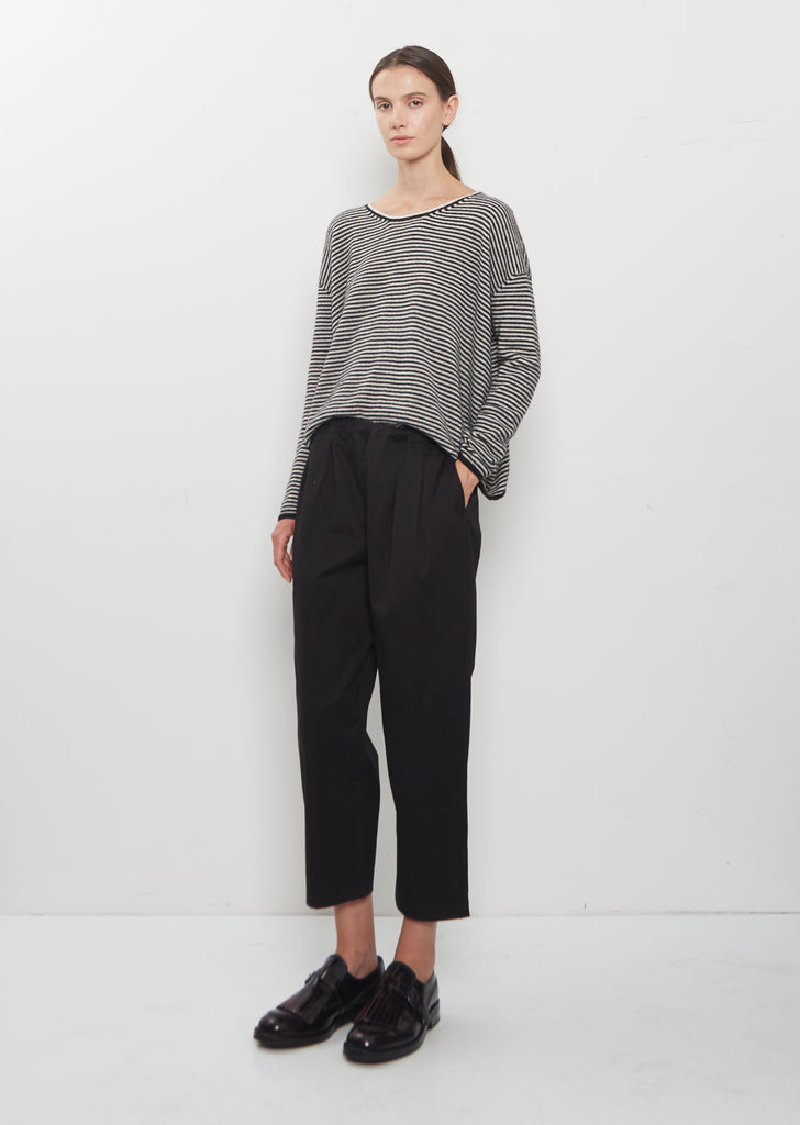 Tapered Pull-On Trousers — Black