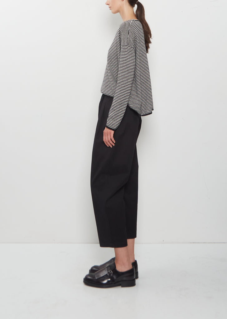 Tapered Pull-On Trousers — Black