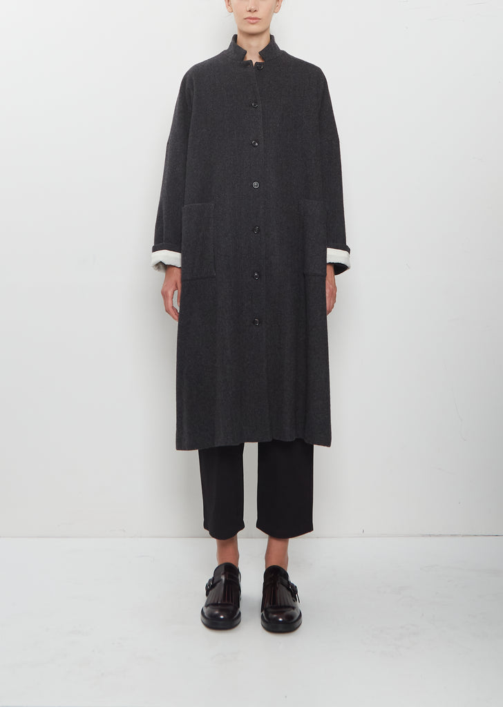 Cashmere Herringbone Long Coat
