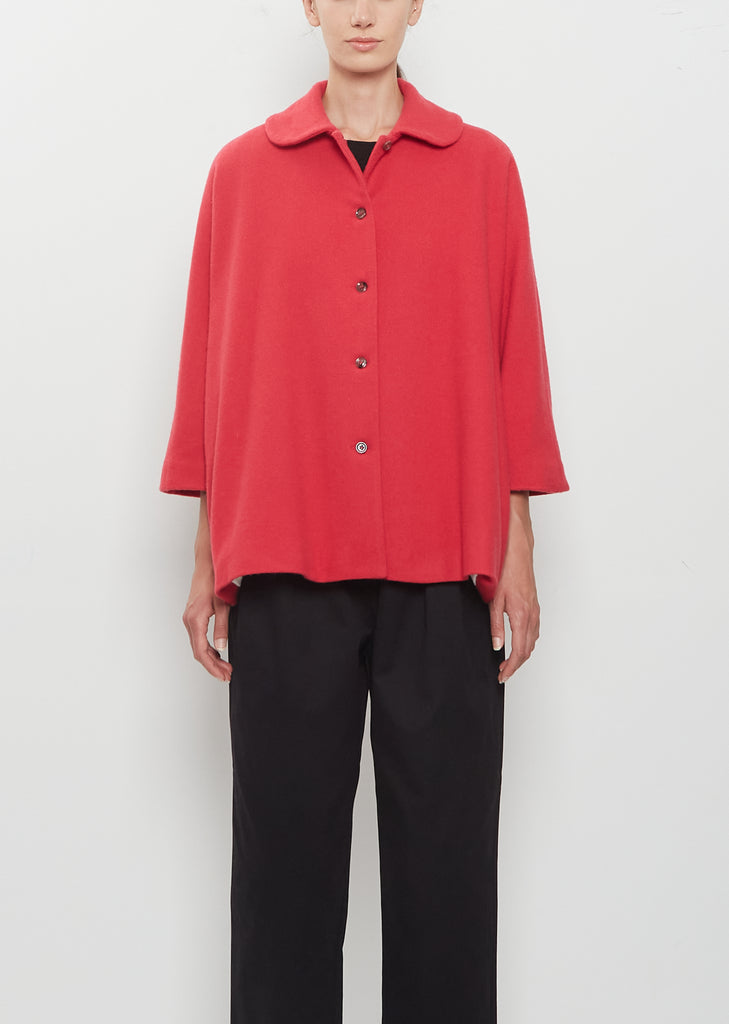 Round Collar 3/4 Kimono Sleeve Cashmere Jacket