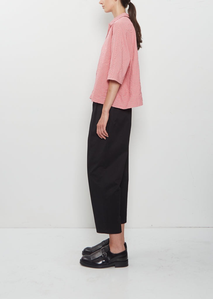 3/4 Kimono Sleeve Vichy Check Cotton Shirt